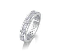 Stfery Eternity Channel Ring 14 Kt White Gold Real Gold, 3MM Moissanite Promise Ring Personalized for Women Size 6.5