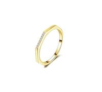 Stfery Faceted Stacking Ring 9 Kt Yellow Gold Real Gold, Moissanite Promise Band Ring for Women Size M 1/2