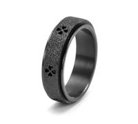 Stfery Frosted Clover Black Stainless Steel Spinner Ring Size R 1/2
