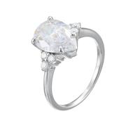 Stfery Gemstone Cocktail Ring 18K White Gold Real Gold, Teardrop Moissanite Promise Ring Personalized for Women Size 9
