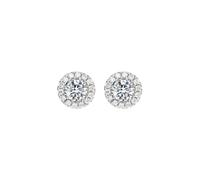 Stfery Gold Diamond Stud Earrings 14K for Women, Round Pavé Halo Earrings with Diamonds 0.2ct White Gold Au585