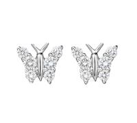 Stfery Gold Diamond Stud Earrings 14K, Womens Butterfly Earrings with 0.36ct Diamonds White Gold Au585
