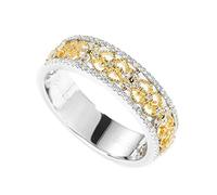 Stfery Gold Wedding Rings for Women 18K Pavé 0.31ct Round Diamonds Promise Band Size H 1/2