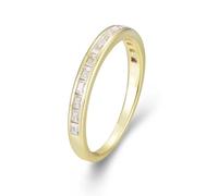 Stfery Half Eternity Band Ring 18 Karat Yellow Gold Real Gold, Baguette Moissanite Statement Ring Personalized for Women Size 8