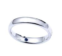 Stfery His and Her Wedding Rings 18K White Gold, WithLove Polished Men's Ring Anniversary Ring for Couple with Natural Sapphire 0.03ct Real Gold Au750 Size W 1/2