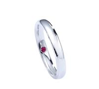 Stfery His and Her Wedding Rings 18K White Gold, Womens WithLove Polished Band Ring Anniversary Ring for Couple with Natural Ruby 0.03ct Real Gold Au750 Size I 1/2