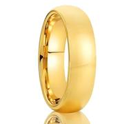 Stfery Men Curved Tungsten Steel Ring Gold Polished Band Ring 6mm Unisex Size O 1/2