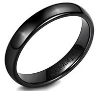 Stfery Men Plain Ceramic Ring, 4mm Curve Black Band Unisex Size V 1/2