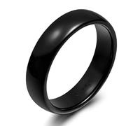 Stfery Men Plain Ceramic Ring, 6mm Curve Black Band Unisex Size V 1/2