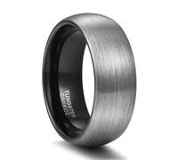 Stfery Men Plain Tungsten Steel Ring, 8mm Brushed Silver Black Ring Unisex Size R 1/2