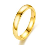 Stfery Men Polished Plain Titanium Steel Ring, 4mm Curve Gold Ring for Couple Size V 1/2