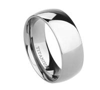 Stfery Men Polished Plain Titanium Steel Ring, 8mm Curve Silver Ring Unisex Size V 1/2