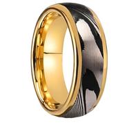 Stfery Men Stainless Steel Two-tone Ring Silver Gold Striped Band Ring 8mm for Him Size N 1/2