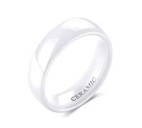 Stfery Men's Plain Ceramic Ring, 6mm Curve White Band Unisex Size V 1/2