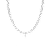 Stfery Pearl Necklace for Women Pendant Cross, French 925 Sterling Silver Necklace Jewelry Accessories