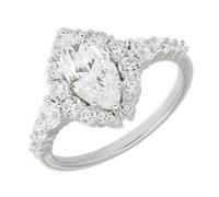Stfery Platinum Gemstone Anniversary Ring Real for Women, Sparkling Marquise Moissanite Ring Gold PT950 Size M 1/2