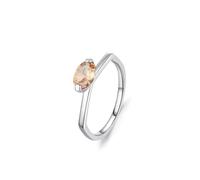 Stfery Platinum Lab-Grown Champagne Sapphire Ring Real Gold, Solitaire Wedding Ring Personalized for Women Size L 1/2