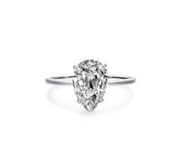 Stfery Platinum Pear Halo Ring for Women, 3ct Solitaire Moissanite Engagement Ring Real Gold Personalized Size I 1/2
