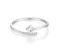 Stfery Platinum Ring Real Gold Personalized, Diamond Star Overlapping Stackable Ring for Women Size 8.5