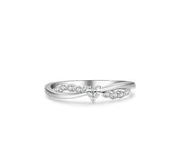 Stfery Platinum Statement Ring for Women, Heart Moissanite Crossover Ring Real Gold Personalized Size K 1/2
