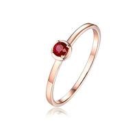 Stfery Promise Rings 18K Real Rose Gold Set with 0.25ct Round Ruby Marriage Band Size J 1/2