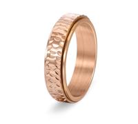 Stfery Rose Gold Hammered Stainless Steel Spinner Ring for Men Size L 1/2