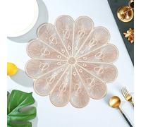 Stfery Set of 10 Petal Shaped Table Mats Rose Gold Waterproof, PVC Placemats Style Italien, Dining Place Mat 38cm
