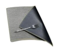 Stfery Set of 4 Sector Reversible Placemat Grey-Black Wipeable, PVC Leather Place Mats Quilted Double Sided Biclolor Modern, Dining Table Mat Decorative 50x37x30cm