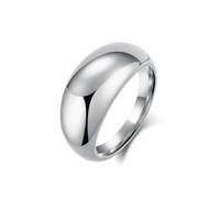 Stfery Stainless Steel Chunky Curved Ring for Women, Silver Ring Size R 1/2