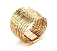 Stfery Stainless Steel Wedding Band Multi-Ring Propose Ring Gold Cool Rings for Women for Valentine's Day, Size L 1/2