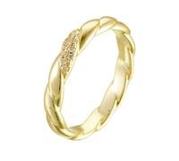 Stfery Statement Ring 9K Yellow Gold Real Gold for Women, Diamond Twisted Band Ring Personalized Size 4