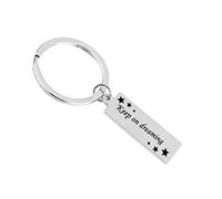 Stfery Steel Keychain, Silver Keychain Pendant Long Plate Engraved Keep on Dreaming Gifts Jewelry Personalized Meaningful