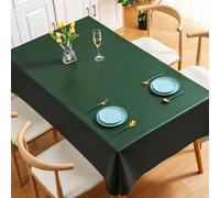 Stfery Tablecloth Rectangle Cloth 67x47 Inch, Dark Green Table Cloths Pvc Solid Color Tablecloth for Wedding