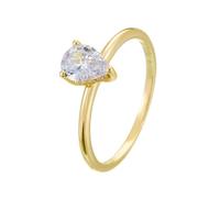 Stfery Teardrop Halo Ring 14K Yellow Gold Real Gold for Women, Moissanite Statement Ring Personalized Size 9