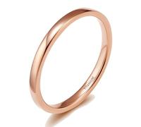 Stfery Titanium Steel Polished Plain Ring for Women, 2mm Curve Rose Gold Ring Unisex Size V 1/2