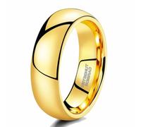 Stfery Tungsten Steel Men Plain Ring, Classic 8mm Polished Curved Gold Band for Him Size W 1/2