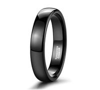Stfery Tungsten Steel Mens Plain Ring, Classic 4mm Polished Curved Black Band Unisex Size N 1/2