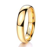 Stfery Tungsten Steel Mens Plain Ring, Classic 6mm Polished Curved Gold Band Unisex Size O 1/2