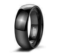 Stfery Tungsten Steel Mens Plain Ring, Classic 8mm Polished Curved Black Band for Him Size R 1/2