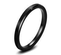 Stfery Tungsten Steel Womens Brushed Ring, 2mm Beveled Edge Black Ring Unisex Size K 1/2