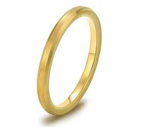 Stfery Tungsten Steel Womens Brushed Ring, 2mm Beveled Edge Gold Ring Unisex Size K 1/2