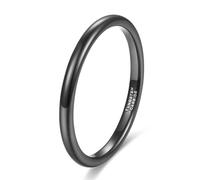 Stfery Tungsten Steel Womens Plain Ring, Classic 2mm Polished Curved Black Band Unisex Size J 1/2