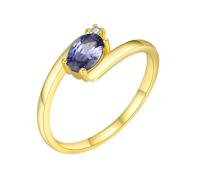 Stfery Twisted Stone Ring 9K Yellow Gold Real Gold, Tanzanite Promise Ring for Women Size P 1/2