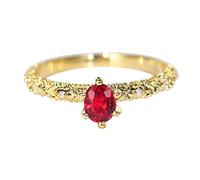 Stfery Wedding Band for Women Real Gold 18K Set with 0.4ct Round Ruby Pavé Diamonds Anniversary Rings Size T 1/2