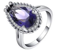 Stfery Wedding Bands Cubic Zirconia, Womens Ring Teardrop Silver N 1/2 Elegant Jewelry
