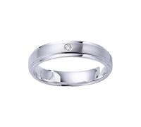 Stfery Wedding Ring White Gold 18K, Classic Matte Solitaire Men's Ring Real Gold Couple Rings for Him and Her with Natural Diamonds Au750 Size P 1/2