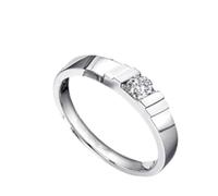 Stfery White Gold Couple Diamond Engagement Rings 14K, Classic Rippled Solitaire Men's Ring Real Gold Wedding Band for Him and Her with Natural Diamonds 0.15ct Au585 Size O 1/2