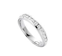 Stfery White Gold Couple Rings for Him and Her 14K, Classic Womens Half Eternity Band Gold Engagement Rings with Natural Diamonds 0.3ct Au585 Size M 1/2