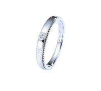 Stfery White Gold Diamond Couple Promise Rings 14K, Classic Womens Beaded Solitaire Ring Real Gold Engagement Ring for Him and Her with Natural Diamond 0.13ct Au585 Size R 1/2