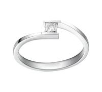 Stfery White Gold Diamond Engagement Rings 18 Kt, Classic Twisted Solitaire Ring Women Wedding Band with 0.2ct Princess cut Diamond Gold 18 Karat Size H 1/2